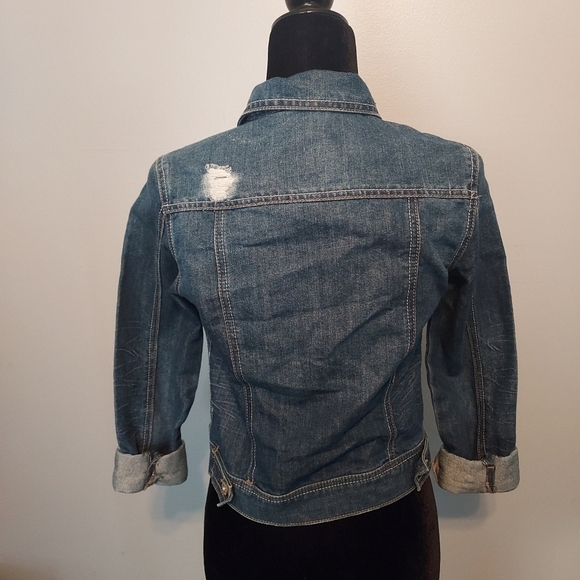 Mudd Jean Jacket Distressed Cropped Size Medium Juniors - Picture 6 of 9